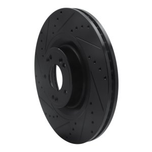 Genesis G80 Brake Rotor (1) - Front Left - R1 Concepts - Drilled & Slotted - Black - `12-`17